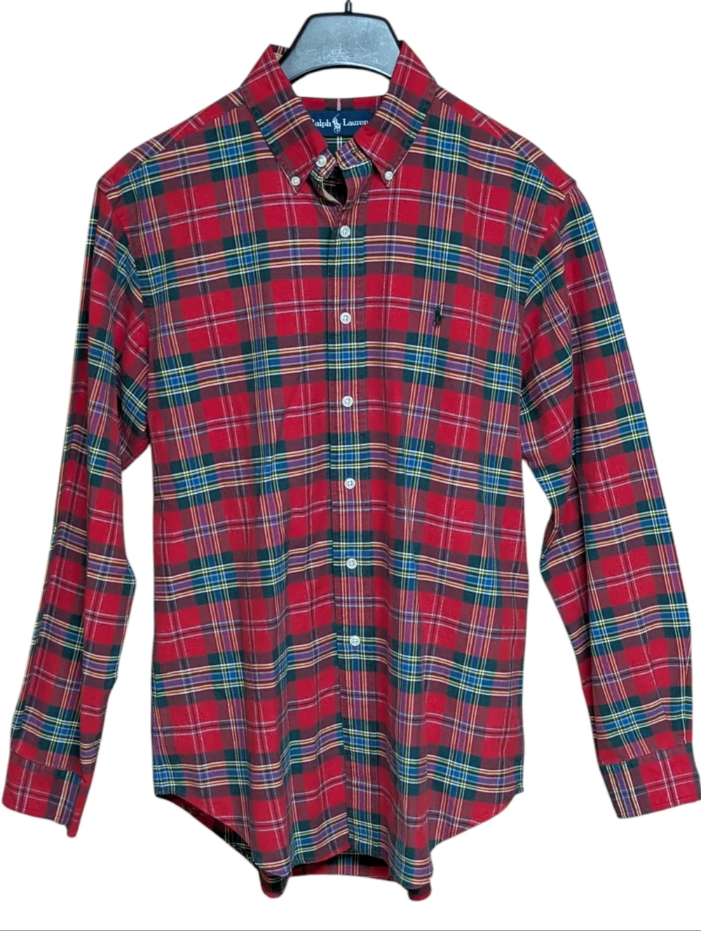Ralph Lauren Vintage Red Plaid 100% Cotton Button Down Shirt Size Medium
